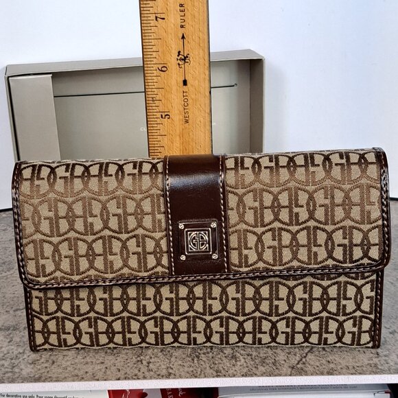 GIANI BERNINI Signature logo fabric faux-leather foldable wallet Khaki new box - Picture 11 of 11